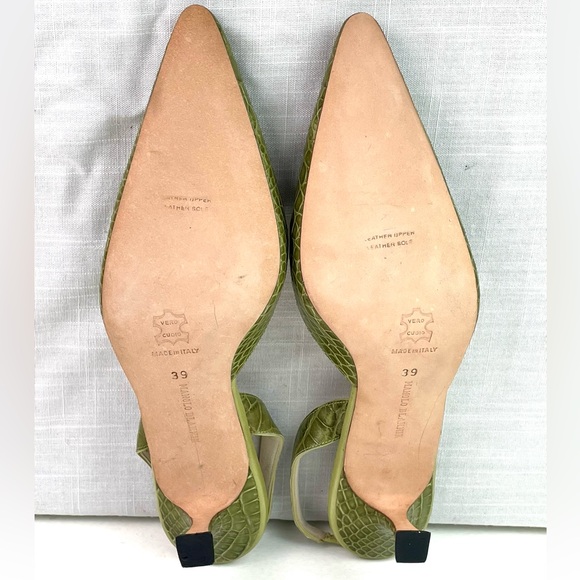 Manolo Blahnik Green Alligator Slipback Pumps size 39 - Picture 4 of 9